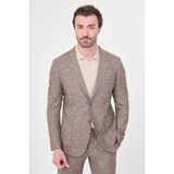 MCR Kırçıllı Slim Fit Mono Yaka Pantolonu Ipli Keten Erkek Takım Elbise - Kahverengi - 6 Drop - 50