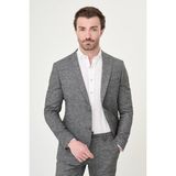 MCR Kırçıllı Slim Fit Mono Yaka Pantolonu Ipli Keten Erkek Takım Elbise - Siyah - 6 Drop - 52