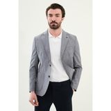 MCR Kırçıllı Slim Fit Torba Cep Mono Yaka Keten Erkek Ceket - 52 - Lacivert