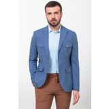 Mcr Kırçıllı Slim Fit Torba Cep Mono Yaka Keten Erkek Ceket Indigo - 40316.23y