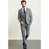 MCR Mono Yaka Takım Elbise Gri Slim Fit Erkek Model 46 Beden Şık Tasarım - 6 Drop