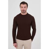 MCR Örgü Desenli Slim Fit Bisiklet Yaka Pamuk Erkek Triko Kazak - Kahverengi - XL