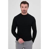 MCR Örgü Desenli Slim Fit Bisiklet Yaka Pamuk Erkek Triko Kazak - Siyah - XL