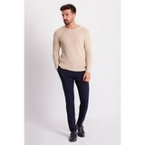 MCR Örgü Desenli Slim Fit Geniş Yaka Uzun Kollu Lase Erkek Triko Kazak - Bej - XL