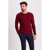 MCR Örgü Desenli Slim Fit Geniş Yaka Uzun Kollu Lase Erkek Triko Kazak - Bordo