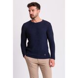 MCR Örgü Desenli Slim Fit Geniş Yaka Uzun Kollu Lase Erkek Triko Kazak - Lacivert