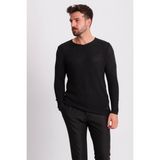 MCR Örgü Desenli Slim Fit Geniş Yaka Uzun Kollu Lase Erkek Triko Kazak - Siyah