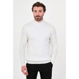 MCR Örgü Desenli Slim Fit Yarım Balıkçı Yaka Kaşmir Erkek Triko Kazak - Ekru