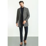 MCR Slim Fit Erkek Kaban Lacivert Renk Yün Malzeme Geniş Yaka Özellikli Desenli - 56