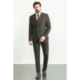 MCR Slim Fit Erkek Takım Elbise Haki Sivri Yaka Kruvaze Model Kapak Cep - 50 - 6 Drop