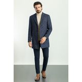 MCR Slim Fit Lacivert Renk Yün Erkek Kaban Uzun Kol Geniş Yaka Orta Kalınlık Malzeme - 50