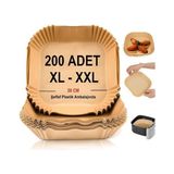 Mcreative 2024 200 Adet Airfryer Pişirme Kağıdı Xl-Xxl Büyük Boy 20 cm Hava Fritöz Kağıdı Fırın Yağlı Kağıdı Tek Kullanım Kağıt