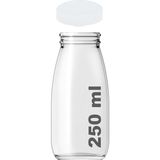 Mcreative 250 ml Şeffaf Süt, Ayran, Limonata, Meşrubat Şişesi 250 cc Plastik Kapaklı Boş Cam Şişe 2 Adet