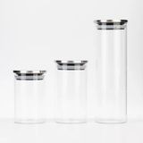Mcreative 2'li Vakum Kapaklı Borosilikat Cam Saklama Kabı Seti - Mini Boy, Hava Geçirmez, Gıda Saklama Için Ideal-Baharat,kahve,şeker-Mini Baharatlık (Metal Yuvarlak, 360 Ml)