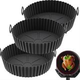 Mcreative 3 Adet Sıcak Hava Fritözü Silikon Kalıp Sıcak Hava Fritözü Liner Silikon Kalıp Tekrar Kullanılabilir Ve Sıcak Hava Fritözü, Mikrodalga Fırın Ve Fırın Için Uygundur (Siyah)