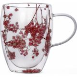 Mcreative 350 ml Çift Cidarlı Çiçekli Kupa - Isıya Dayanıklı Çift Katmanlı Cam Çay & Kahve Kupası | Şık ve Ergonomik Tasarım