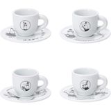 Mcreative - 4'lü Espresso Fincan Seti - Carousel - Siyah Beyaz Karma Renk - Porselen