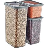 Mcreative 4'lü Set Skali Dikdörtgen Saklama Kabı Antrasit (4'şer Adet 1210 Ml, 2350 Ml, 3500 Ml)