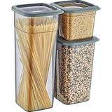 Mcreative 4'lü Set Skali Kare Saklama Kabı Antrasit (4'şer Adet 740 Ml, 1440 Ml, 2350 Ml)