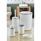 Mcreative 5 Parça Lüx Plastik Banyo Seti 7 Litre Dokunmatik Çöp Kovalı, Antibakteriyel Fırça (Beyaz-Gri)