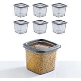Mcreative 6'lı Set Skali Kare Saklama Kabı Antrasit 740 ml - Antrasit, Çok Amaçlı Saklama Kabı