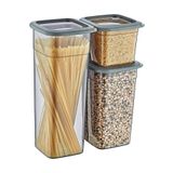 Mcreative 8'li Set Skali Kare Saklama Kabı Antrasit (8'şer Adet 740 Ml, 1440 Ml, 2350 Ml)