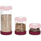 Mcreative Ahmet Yuvarlak Vakumlu Cam Saklama Kabı Seti, 3'lü Set (450 ML+840 ML+1500 Ml), Pembe