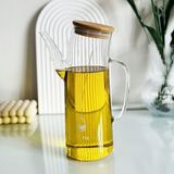 Mcreative Bambu Kapklı Borosilikat Cam Yağlık & Sirkelik - 1 Litre | Isıya Dayanıklı & Sızdırmaz Tasarım | Bambu Kapaklı Şeffaf Cam Yağdanlık - 1000 ml