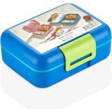 Mcreative Beslenme Kutusu Çift Katlı Alt Hazne Iki Bölmeli Yemek Saklama Kabı Çatal Kaşık Bıçak Set (Lacivert-Turkuaz)