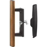 Mcreative C 1259 Sürgülü Cam Kapı Kolu Seti, 3-15/16 Inç, Döküm ve Ahşap, Siyah (Tekli Paket)