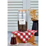 Mcreative Concept 1300 ml Ahşap Kapaklı Çay Saklama Kabı Cam Kavanoz Beyaz