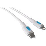 Mcreative Coral iPhone Uyumlu Type C-Lightning Pd Hızlı Şarj Kablosu, Beyaz Kablo, Mavi/beyaz Uçlar (150 Cm)