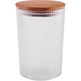 Mcreative Desenli Cam Saklama Kabı - Hava Geçirmez Ahşap Kapaklı, Lüks Mutfak ve Restoran Kullanımı Için (350 Ml)
