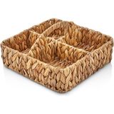 Mcreative El Yapımı Hasır Saplı Kare 4 Bölmeleli Düzenleyici Organizer, Hasır Banyo Düzenleyici Organizer, Hasır Mutfak Organizeri, Hasır Yemek Masası Organizeri (28CM*28CM*8CM)
