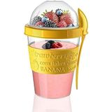 Mcreative Go Kapaklı Kaşıklı Yoğurt ve Diyet Kabı 600 ml (Sarı)