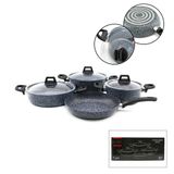 Mcreative GRİ 7 PARÇA GRANİT TENCERE - TAVA SETİ 20-24CM DERİN - 27CM BASIK CAM KAPAK TENCERE - 26CM TAVA (4604)