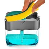 Mcreative Group - Pompalı Sıvı Sabunluk Sıvı Deterjanlık Pompalı Sünger Hazneli Sıvı Sabun Dispenseri 385ML