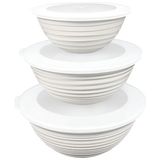 Mcreative Home 3'lü Yuvarlak Kapaklı Plastik Saklama Kabı Seti - 3l, 2l, 1l - Mikrodalga ve Buzdolabı Uyumlu - Çok Amaçlı Gıda Saklama Kabı, Sızdırmaz ve Sağlam Tasarım (Beyaz)