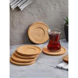 Mcreative Home 6ADET Bambu Çay Tabağı, Çay Bardağı Altlığı, Estetik Sunum Sunumluk, Doğal Malzeme, Çevre Dostu ve Şık Tasarım (Yuvarlak)