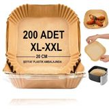 Mcreative Home Airfryer Pişirme Kağıdı,xl-Xxl Büyük Boy, Kare, 200 Adet Hava Fritöz Parşömen Fırın Kağıdı Tek Kullanımlık Kağıt Fırın Fritöz Pişirme Kızartma Tavası Için Uygun 20CM