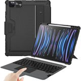 Mcreative iPad Air 13" (M3 2025/M2 2024), iPad Pro 12.9" (6./5./4. /3. Nesil) Sağlam Kılıf Çıkarılabilir Klavye, Sihirli Izleme Dörtgeni, Portre/manzara Standı, Siyah