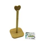 Mcreative KARE ALTLIK=12X12CM AHŞAP BAMBU KAĞIT HAVLULUK KALP BAŞLI SAP=28.5CM (4604)