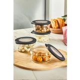 Mcreative Life 4 Adet 415 ml Silikon Kapak Cam Kahvaltı Seti Saklama Kabı MIT1086