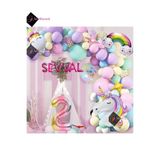 MCreative Mcrex 6 Harfli 2 Yaş Gökkuşağı Konsepti Unicorn Temalı Makaron Balon Doğum Günü Parti Kutla