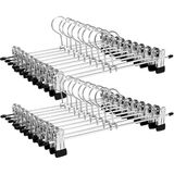 Mcreative Metalden Yapılmış Pantolon Askısı, 31 cm Elbise Askısı, Kaymaz, Pantolon, Etek ve Çoraplar Için, Klipsli Etek Askıları, 20'li Set, Iyi Esneklik, Krom Kaplama, Siyah-Gümüş CRI003-20