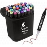 Mcreative Moringa 36'Lı Çift Taraflı Art Marker Keçeli Kalem Seti Çantalı Vltmarker - Çok Renkli