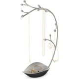 Mcreative Orchid Takı Standı ve Takı Ağacı, Zincirler Için, Entegre Takı Raflı, Çelik Gri, 23 x 14 x 38 cm