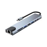 Mcreative Plus PX-U520 4K@30Hz Gri Metal Type-C To 4K Hdmı+Usb 3.0+RJ45+SD Kart+Pd Şarj Çevirici Adaptör