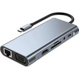 Mcreative Pro Air ile Uyumlu Type-C Çevirici Dönüştürücü Çoklayıcı Pd Şarj Hdmı Sd Network VGA Girişli 11 In 1