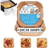 Mcreative Sıcak Hava Fritözleri Için Fırın Kağıdı, 200 Adet Airfryer Pişirme Kağıdı, Yapışmaz, Yağa Dayanıklı, Suya Dayanıklı Hava Fritözü, Tek Kullanımlık Parşömen Kağıdı, Fırın ve Mikrodalga Için